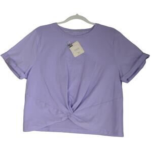 NEW Fabletics Front Twist Tee Womens XL or 12 14 Purple Knotted Athletic Hike
